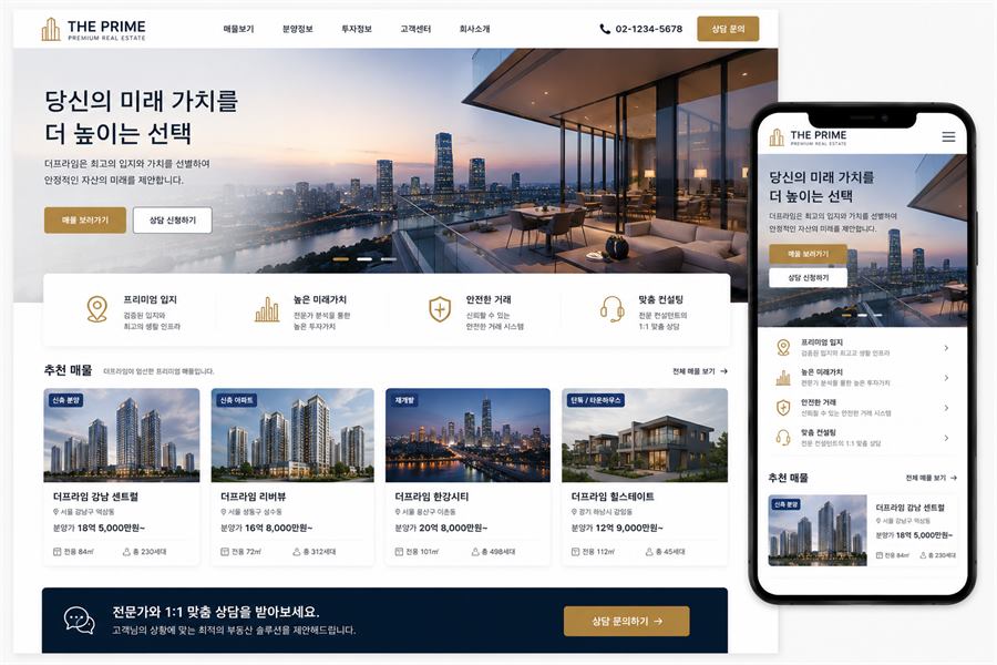 부동산 분양 홈페이지 예시
